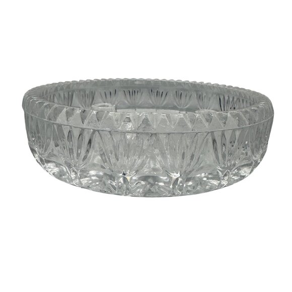 Princess House Fostoria 24% Crystal Cut Glass 3 Taper Candle Hold Dish 6" Dia - Picture 1 of 4